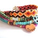 Bohemian hippie bracelet - beads rhinestones and friendship bracelet in turquoise hot pink and orange - gypsy style - indian summer