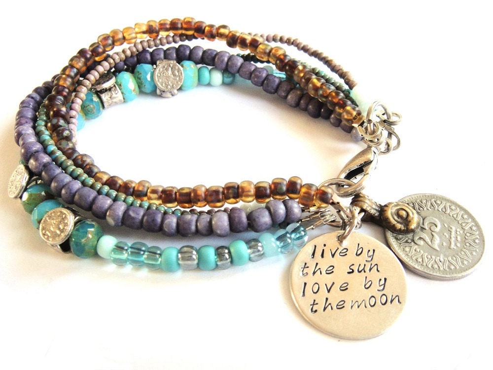Bohemian hippie bracelet with multiple strands of by OOAKjewelz