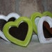 Lime Green and White Shabby Chic Distressed Mirrored Heart Frames