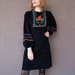 1970's BOHO GYPSY ROSE Black Dress