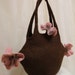 Brown-pink felted handbag CREEPER FLOWERS and CHOCOLATE
