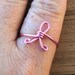 Adjustable Wire Wrapped Ring Pink Ribbon Breast Cancer Awareness