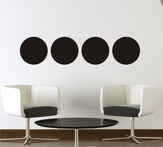 Circles Chalkboard vinyl decals set of 4 removable chalkboard