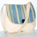 Pouch Style Messenger, Cross Body Style Bag in Natural Canvas Bag, Stripe Flap