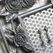Framed Earring Display, Jewelry display organizer, Vintage Silver Metal Frame with rose design, 10.5 x 12.5 inches