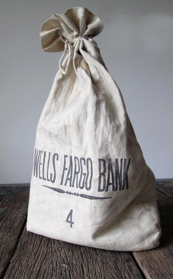 Vintage Wells Fargo Canvas Bank Bag