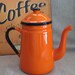 Awesome Orange and Black Retro Enamel Coffee Pot