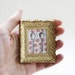 OOAK tiny Vintage Upcycled Miniature Gold Frame and Magnet with Spooning Canvas Photo Print, Romantic Home Decor Gift, Shabby Chic Style