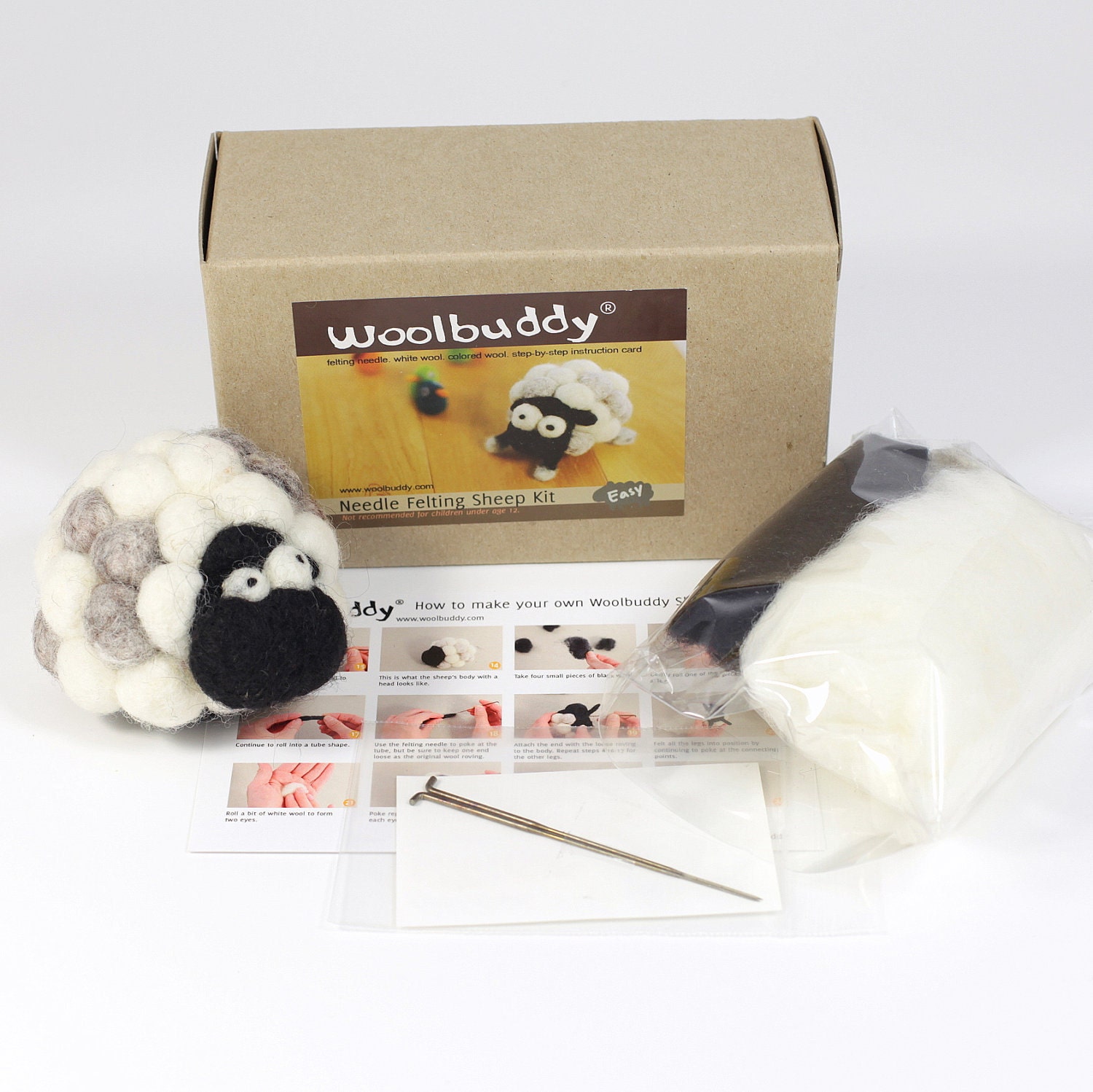 Needle felting small sheep kit