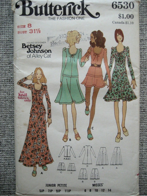 Vintage 70s Betsey Johnson Of Alley Cat Pattern Butterick 6530 5224