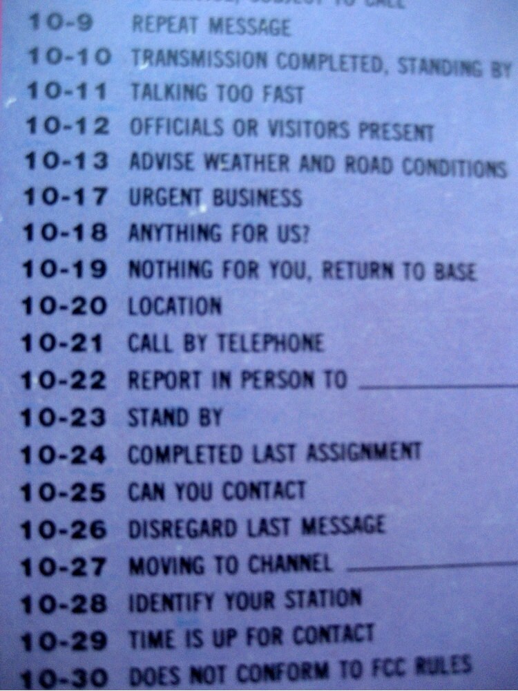 Vintage 1970s CB Radio Codes Sign Kitsch Geekery Trucker