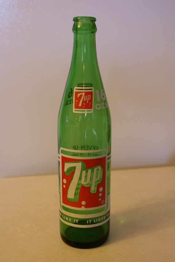 Items similar to 7UP Vintage Glass Bottle 16 oz. on Etsy