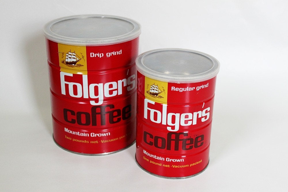 Vintage Folger's Coffee Cans set of two