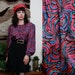 Vintage 80s 90s Puff Sleeve Abstract Print Blouse Large