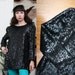 Vintage 80s 90s Puff Sleeve Black Sequined Tunic Medium