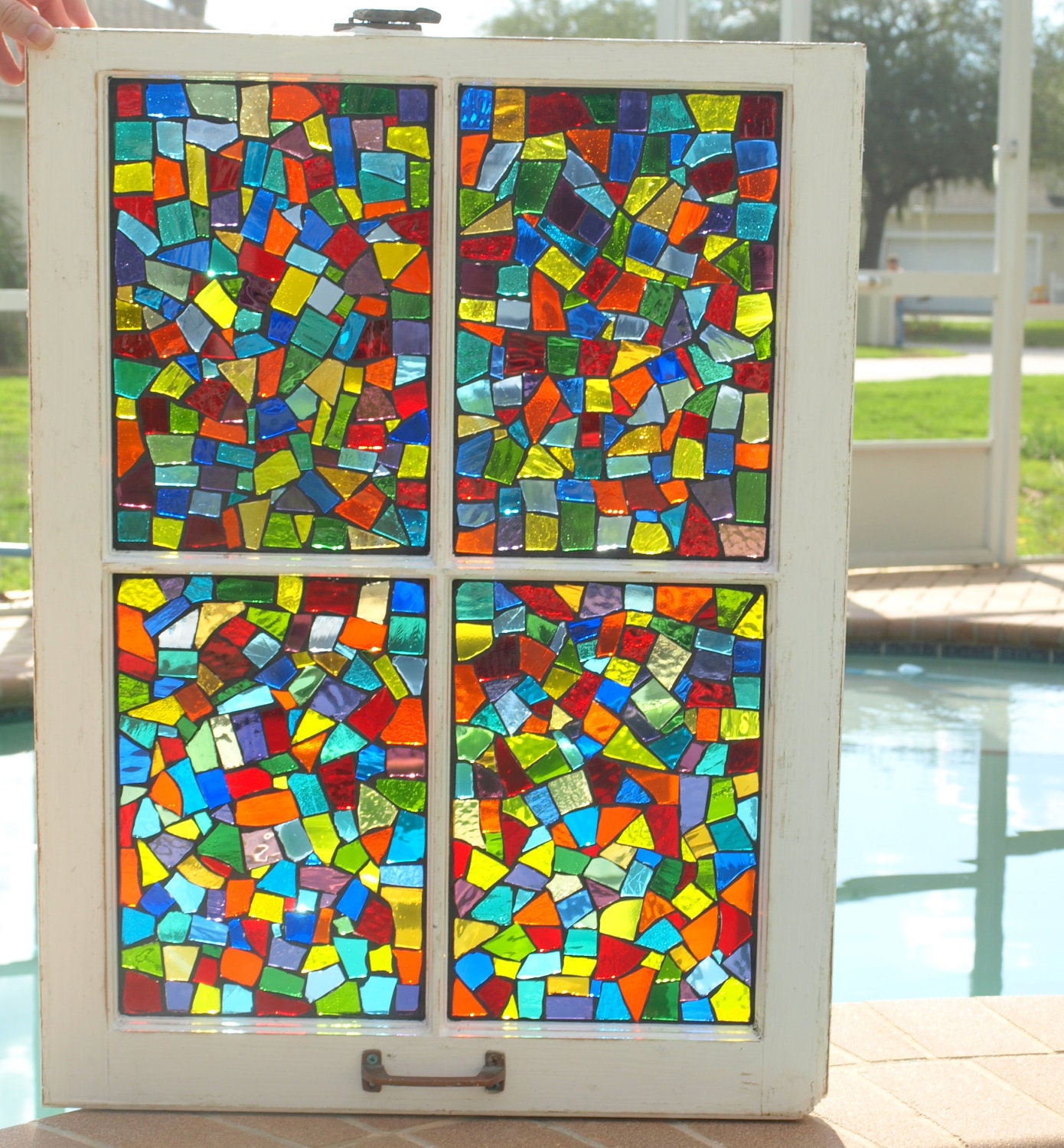 Mosaic Confetti Window Repurpose Stained Glass