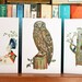Greeting Cards. Owl, Oak Tree and Mad Hatter Tea Party. Pack of three blank cards 4x6