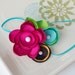 Hawaiian Luau Bright Flower Cluster Headband- Bright Pink, Green, Aqua, Brown, and Orange