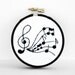 Treble Clef and Musical Notes Embroidery Hoop in Black and White, 3" Hoop For The Home