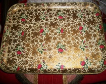 Vintage Floral Pewter Tray GOMIL 97% Portugal