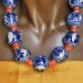 Necklace Mandarin Blues Porcelain Orange Turqouise Statement Necklace