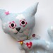 Blue Plushie Cat, 12" high