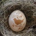 Custom Etched Chicken Egg, Brown Silhouette Design