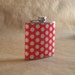 SALE Flask Bright Orange with White Polka Dots Print 6 ounce Stainless Steel Girl Gift Flask KR2D 4934