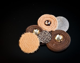 4pcs-90mm-Brown Fabric Motive With RhinestonsMotive For Accessory,jewelry,art deco,Bag,ETC.((B151)