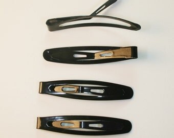 25PCS- 45mm New Style Black Plated Metal Hair Snap Clips 2Size(C531)