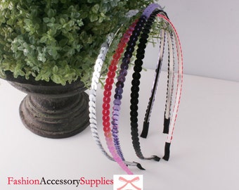 4PCS-3MM High Flex Metal Headband covered with Glitter Sequin-1 of each color(G123)