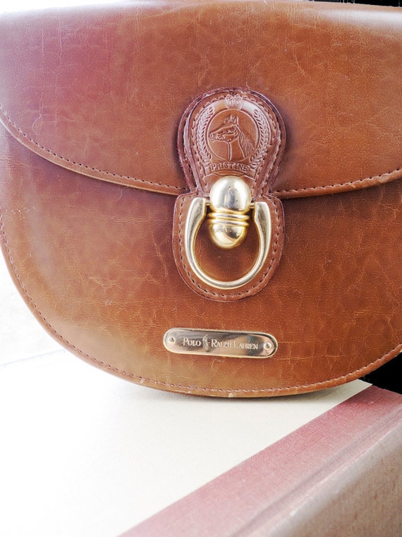 Vintage structured leather Polo Ralph Lauren SADDLE BAG