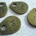 Set of 4 Brass Luggage Tags with Stamped Numbers