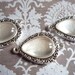 Teardrop Shape Antiqued Silver Image Settings Charms 2 Loop Connectors and Matching Bubble Tops Cabs - Qty 3 Bezels with 3 Bubble Tops