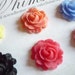 Set of Roses Flower Blooms Flat Back 22mm Cabochons Shapes in Red Orange Pink Black Yellow Blue Qty 6