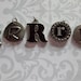 Set of 5 Letter R Charms - Each One a Different Style in Oxidized Antiqued Silver and Black
