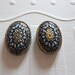 Vintage Inspired Black & White Glass Cabochons with Gold Accents and Mosaic Design 18 X 13mm - Qty 2