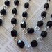 Jet Black 4mm Fire Polished Glass Beads on Silver Beaded Chain - Qty 18 Inch strand