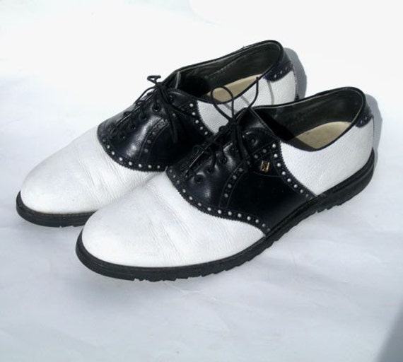 Vintage Men's Saddle Shoes Oxfords Black and White 11B