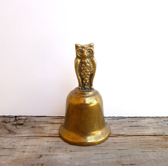 Hollywood Regency Vintage Brass Owl Bell decor