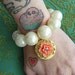Southern Belle Chunky Pearl Bracelet with Beautiful Vintage Coral Flower Brass Locket Charm Darling Retro Deco 1950s