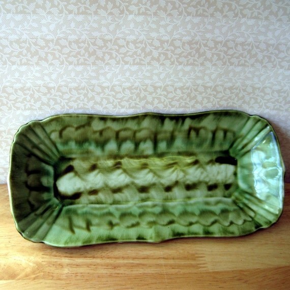 Vintage Green Porthmadog Welsh Pottery Dish