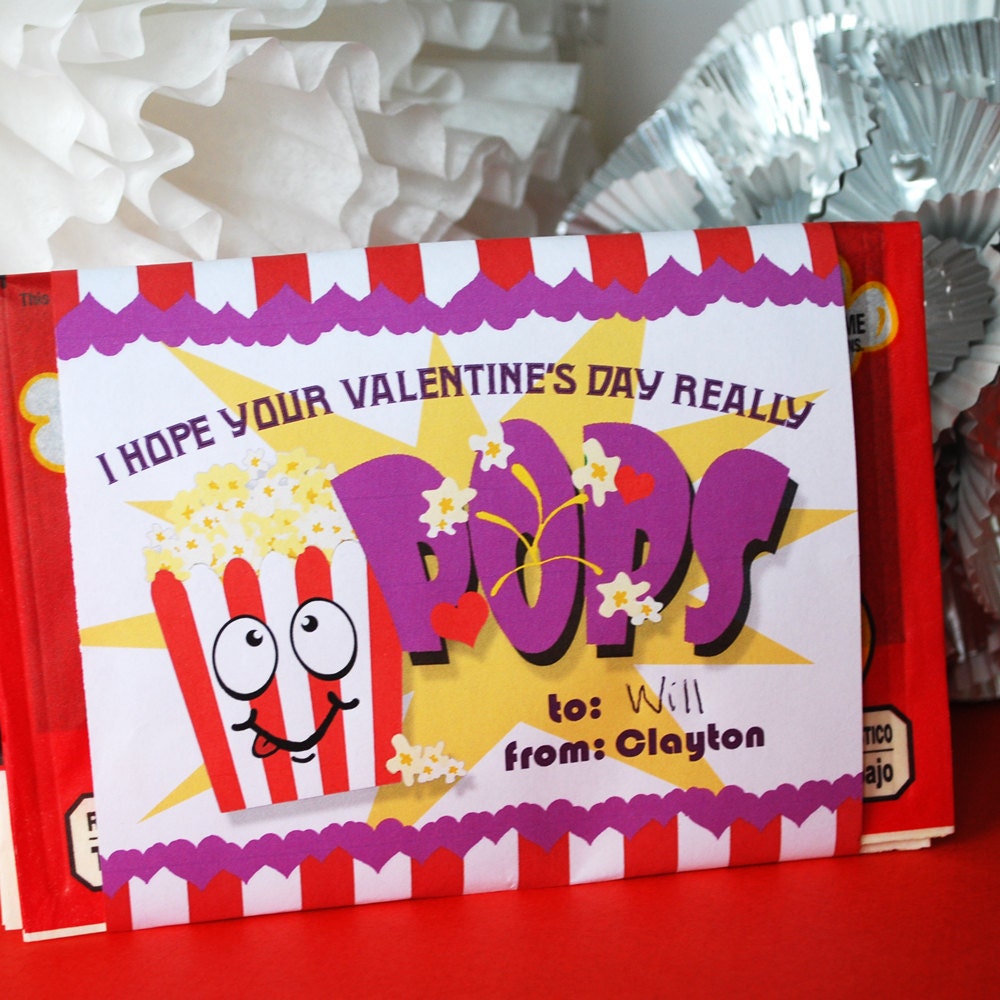 Valentine Popcorn Sheath for Classroom Valentine's Day