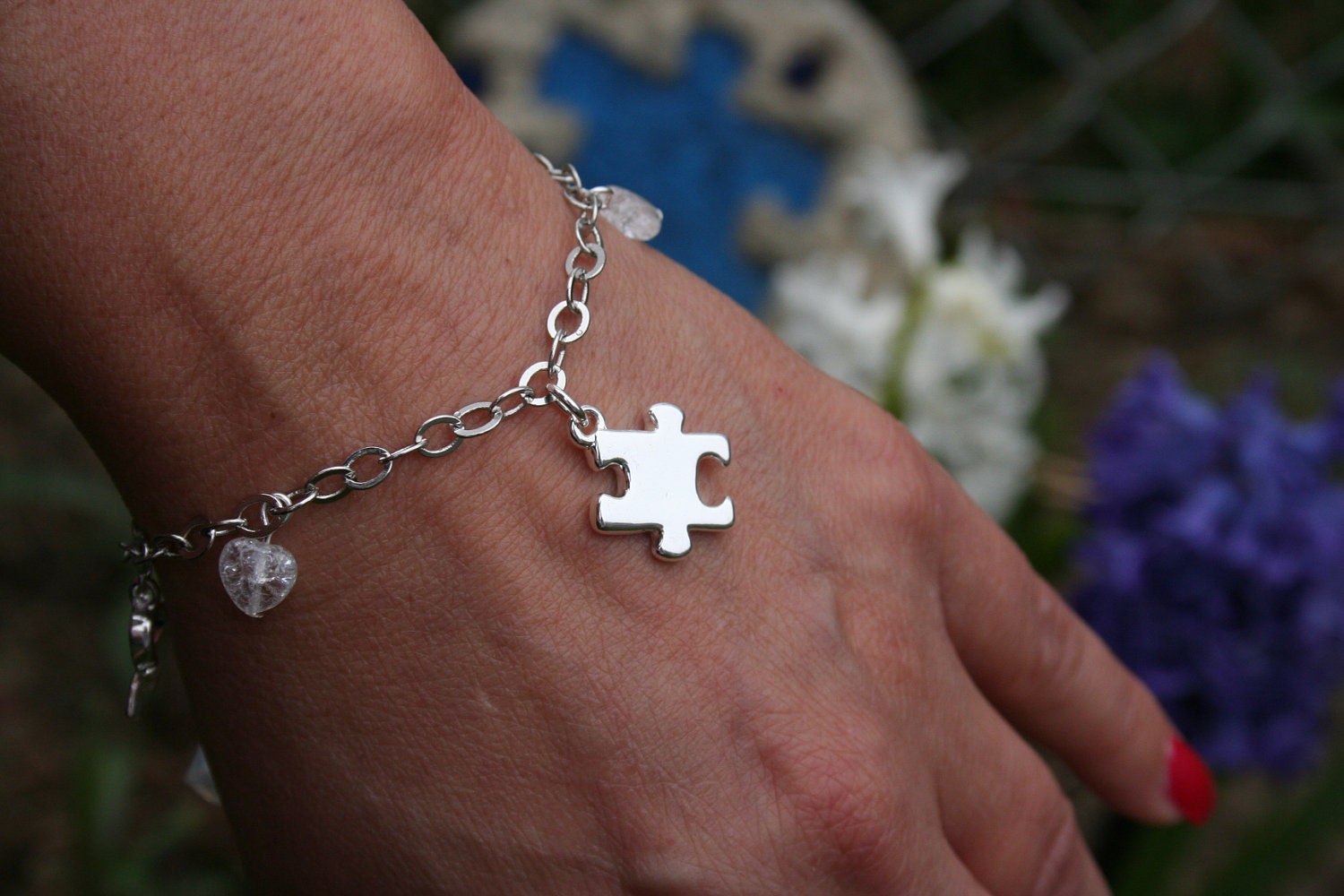 Autism Puzzle Love Hope Charm Bracelet by ICandyCrystals on Etsy