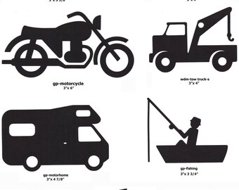 Scrapbook Embellishments Paper Cut-Outs A - 6 Silhouettes Your Choice Travel Words Phrases Vehicles Animals People Crafts Decorations Cards