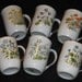 Vintage Counterpoint Floral Flower Mugs Cups Set of 6 Made in Japan Speckled Retro Home Country Kitchen Coffee Wedding Gift Dining Serving