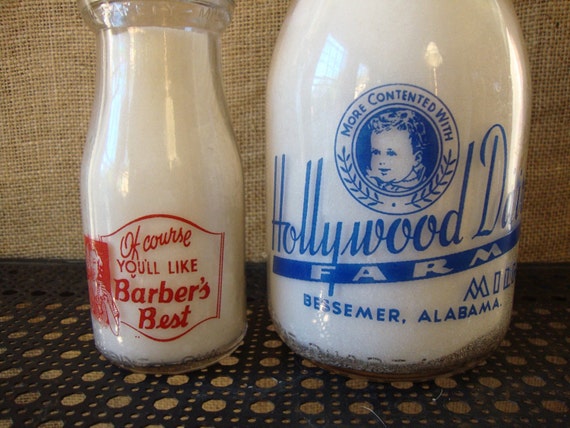 Antique Milk Bottles Hollywood Dairy Farm Victory B'Ham