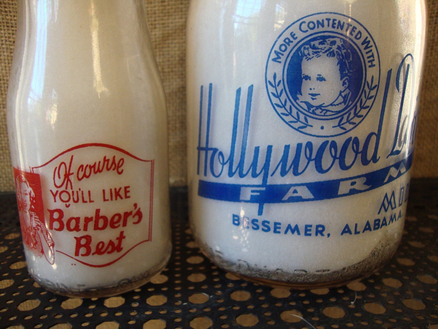 Antique Milk Bottles Hollywood Dairy Farm Victory B'Ham