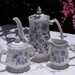 Wood & Sons England Old Staffordshire Tea Set Ironstone Blue Fjord