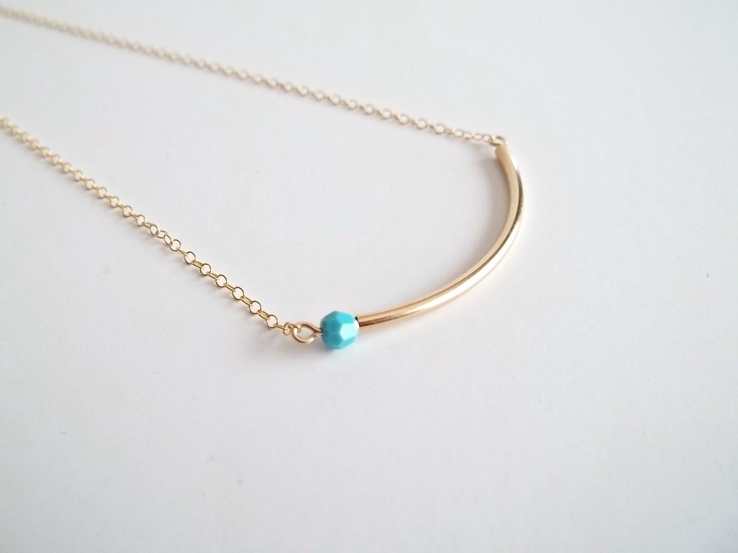Gold Tube Necklace Curved Tube Necklace by LovelyJewelsBoutique